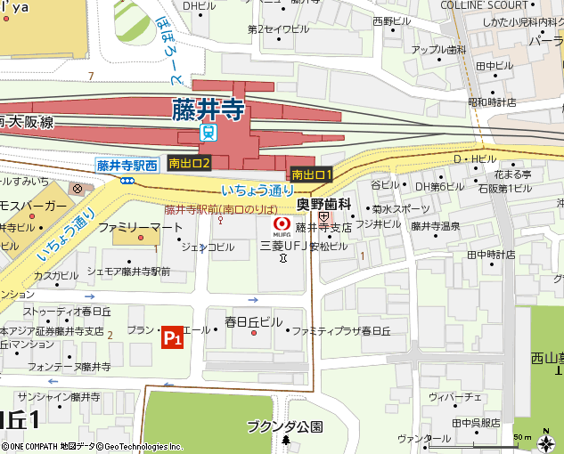 藤井寺支店付近の地図